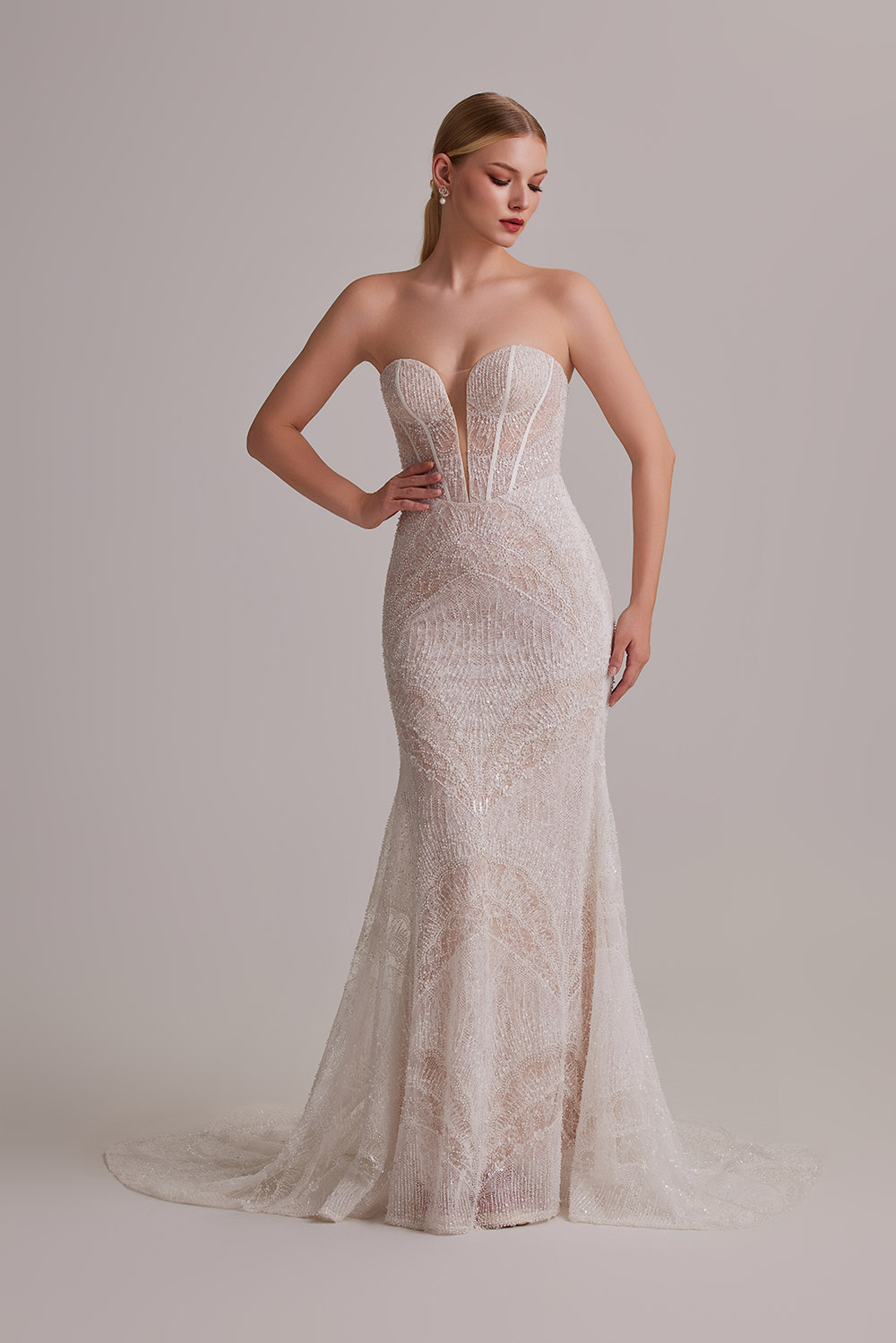 Beaded Deep V Backless Wedding Dress Beaded Deep V Backless Wedding Dress
