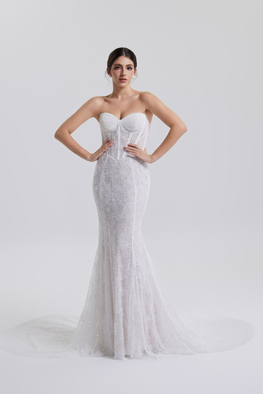 Sequin Heart Neck Wedding Gown Sequin Heart Neck Wedding Gown