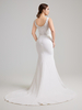 Deep V Neck Lace Bodice Satin Mermaid Wedding Dress