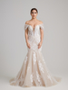 Off-the-Shoulder Lace Mermaid Wedding Dress with Sheer Corset Bodice & Glitter Tulle Skirt