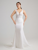 Deep V Neck Lace Bodice Satin Mermaid Wedding Dress