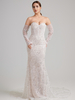  Off-the-Shoulder Beaded Mermaid Wedding Gown