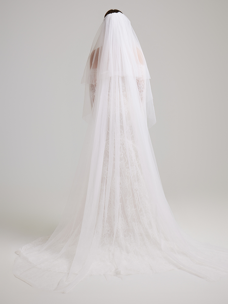 Plain double-layer long veil