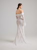 Off-the-Shoulder Lace Mermaid Wedding Dress with Bell Sleeves & Deep V-Neck