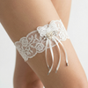 Lace Rose Wedding Garter with Butterfly, Pearl & Ribbon Tassel Accents