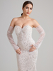  Off-the-Shoulder Beaded Mermaid Wedding Gown