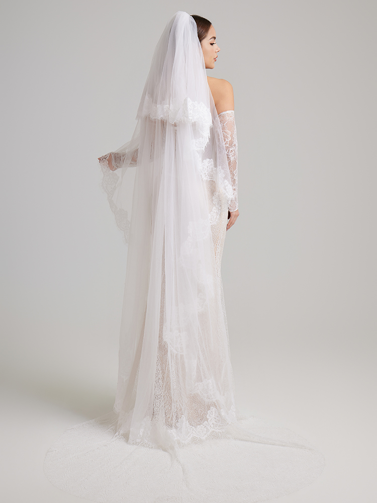 Fake two-piece lace mermaid wedding dress