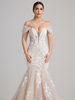 Off-the-Shoulder Lace Mermaid Wedding Dress with Sheer Corset Bodice & Glitter Tulle Skirt