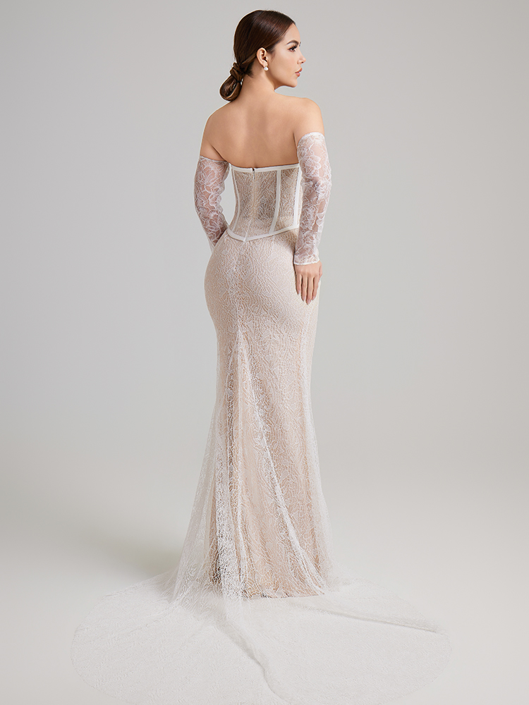 Fake two-piece lace mermaid wedding dress