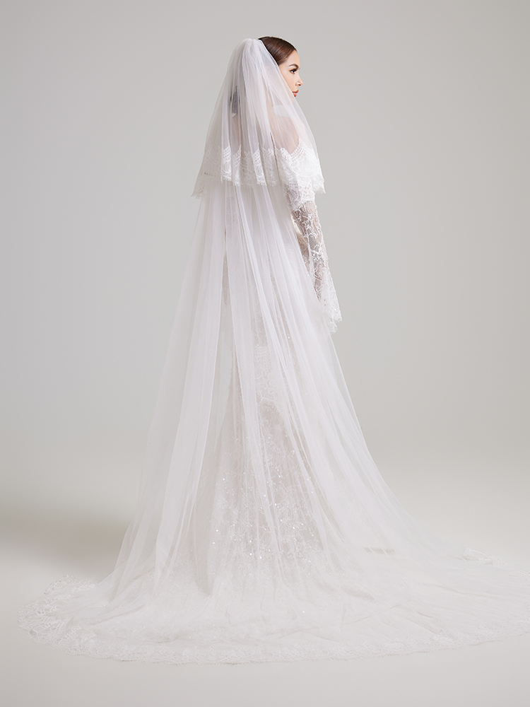 French lace double-layer long veil