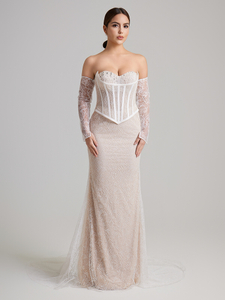 Fake two-piece lace mermaid wedding dress