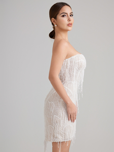 Elegant Beaded Fringe Mini Dress for Bridal After-Party