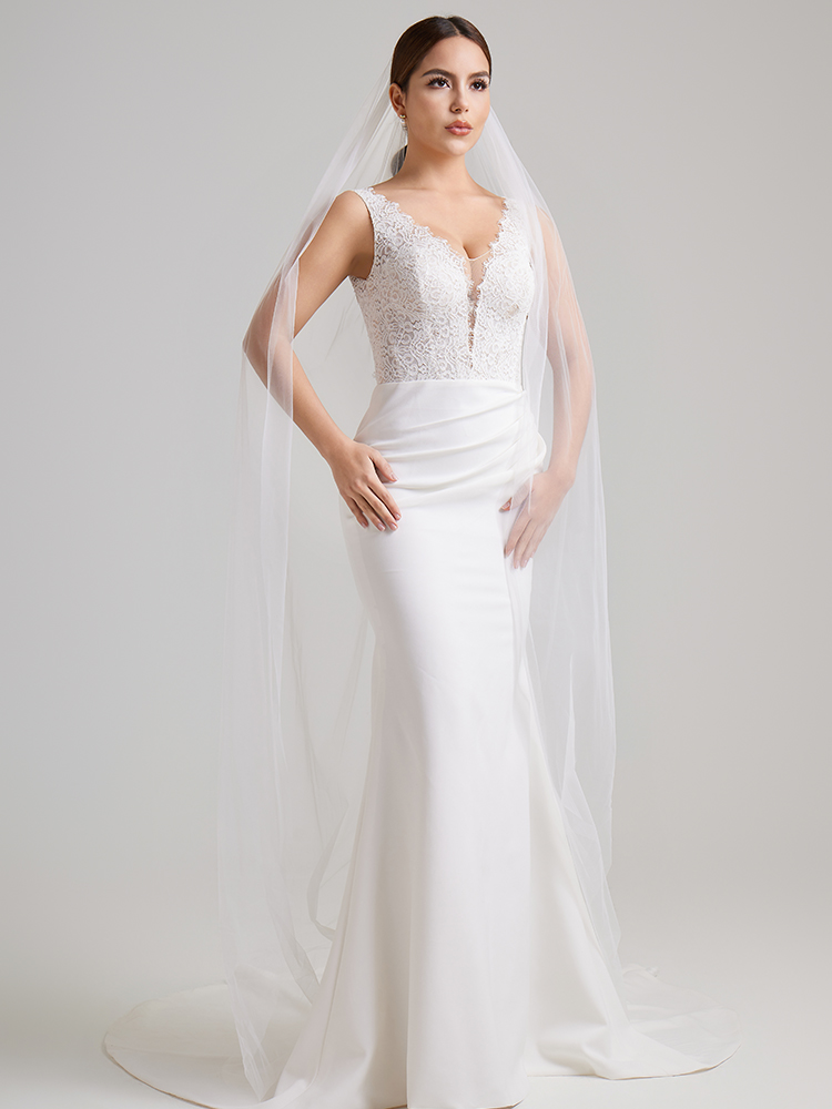 Single-layer plain small trailing veil