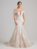 Off-the-Shoulder Lace Mermaid Wedding Dress with Sheer Corset Bodice & Glitter Tulle Skirt