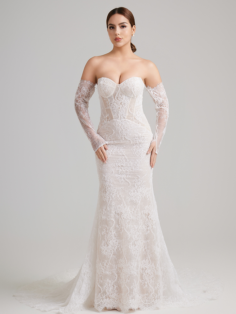 Parisian Romantic Lace Mermaid Wedding Dress 