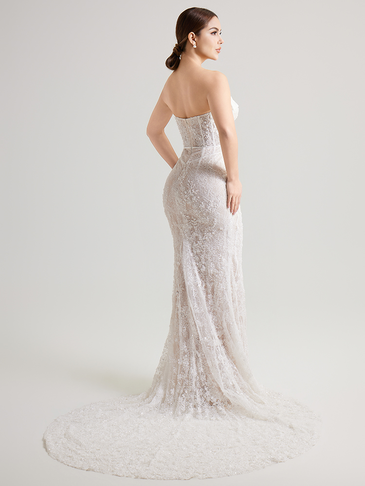 Relief Lace Bustier Mermaid Wedding Dress