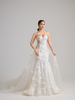 Strapless 3D Floral Lace Mermaid Wedding Dress with Detachable Overskirt & Sheer Corset