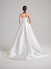 Strapless Bow Bodice Satin Ball Gown Wedding Dress with Side Pockets & Sweep Train
