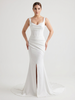 Satin Cowl Neck Mermaid Wedding Dress with Ruched Waist & Front Slit