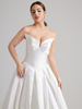 Strapless Bow Bodice Satin Ball Gown Wedding Dress with Side Pockets & Sweep Train