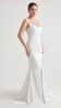Satin Cowl Neck Mermaid Wedding Dress with Ruched Waist & Front Slit