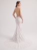Deep V Sleeveless Floral Lace Mermaid Wedding Dress with Long Train