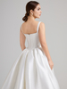 Square Neck Spaghetti Strap Corset Taiwan Satin Ball Gown Wedding Dress with Sweep Train