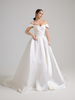 Luxury Plain Satin Bridal Ballgown, Classic Off Shoulder Wedding Gown