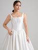 Square Neck Spaghetti Strap Corset Taiwan Satin Ball Gown Wedding Dress with Sweep Train