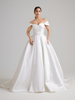 Luxury Plain Satin Bridal Ballgown, Classic Off Shoulder Wedding Gown