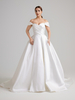 Luxury Plain Satin Bridal Ballgown, Classic Off Shoulder Wedding Gown