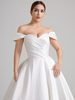 Luxury Plain Satin Bridal Ballgown, Classic Off Shoulder Wedding Gown