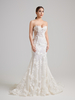 Strapless 3D Floral Lace Mermaid Wedding Dress with Detachable Overskirt & Sheer Corset