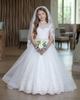Cap Sleeve Illusion Neck Lace Tulle Ball